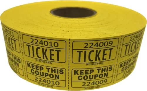 The Ticket Gurus Large Number Raffle 50/50 Tickets 2000/roll Yellow | Fundraiser Ticket Roll with Consecutive Numbering thumbnail 1