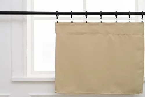 Pickluc Rod Pocket Tier Curtain - Half Blackout for Kitchen & Bathroom | 30"W x 24"L Beige, 2 Panels thumbnail 3