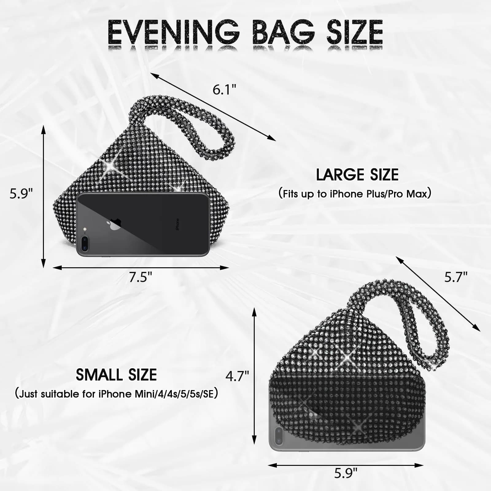 JIAN YA NA Rhinestone Trihedral Clutch Evening Bag - Three-sides Black, X-Large (11.3cm x 15.5cm) - view 4