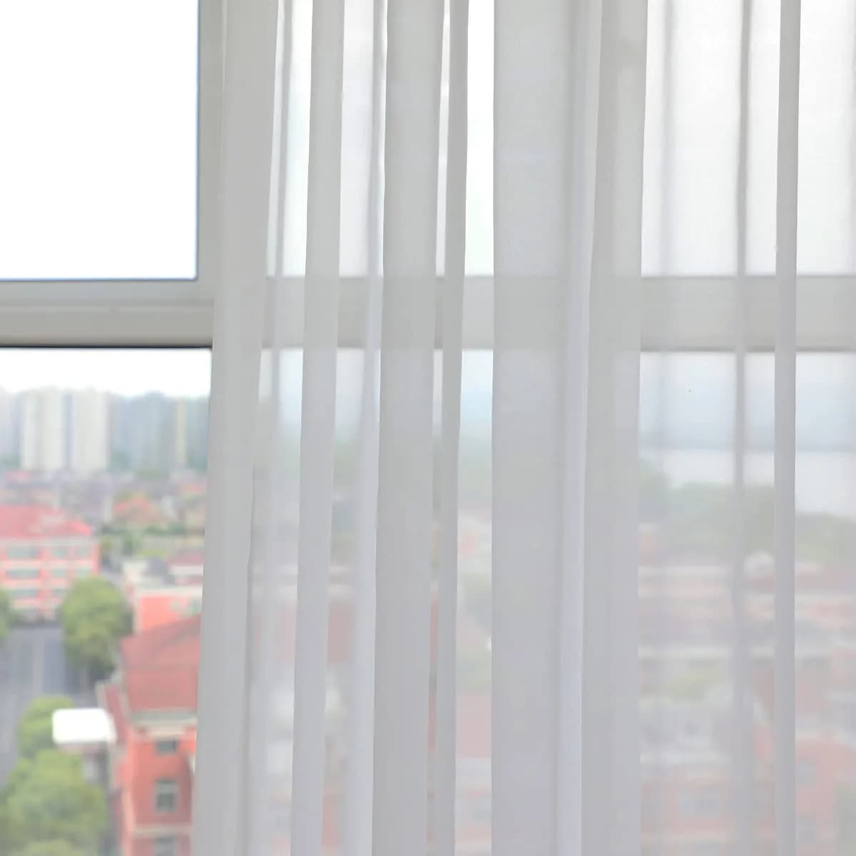 PHILEASY Ivory Sheer Curtains 150"L (Pack of 2) - Light Filtering Rod Pocket Panels - view 4