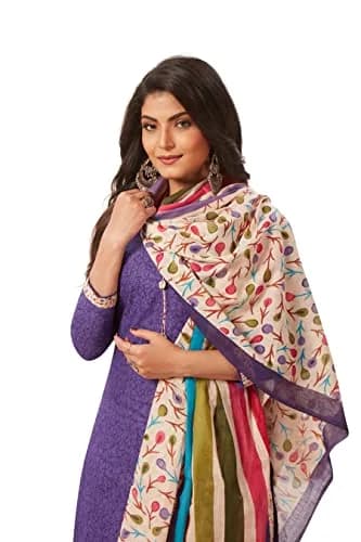 Miraan Women's Cotton Printed Readymade Salwar Suit Set 4XL (156g) | Floral Print, 3/4 Sleeve, Purple thumbnail 4
