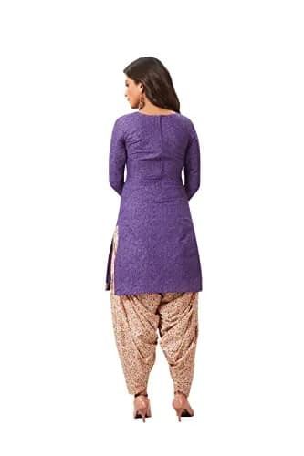 Miraan Women's Cotton Printed Readymade Salwar Suit Set 4XL (156g) | Floral Print, 3/4 Sleeve, Purple thumbnail 2