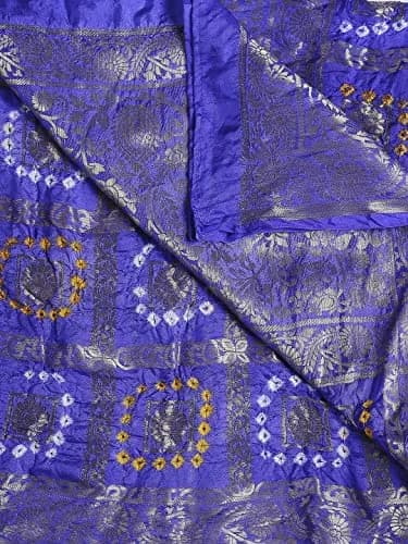DUPATTA BAZAAR Women's Royal Blue Gharchola Banarasi Silk Dupatta 2.4m (8ft) | Elegant Weaving for Festivities thumbnail 5