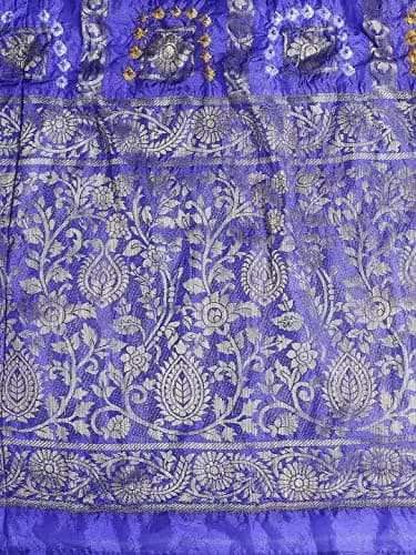 DUPATTA BAZAAR Women's Royal Blue Gharchola Banarasi Silk Dupatta 2.4m (8ft) | Elegant Weaving for Festivities thumbnail 6