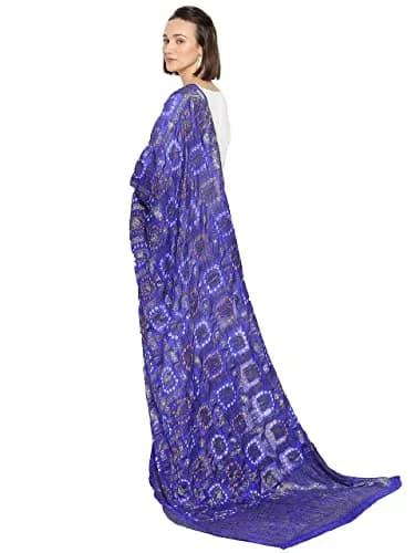 DUPATTA BAZAAR Women's Royal Blue Gharchola Banarasi Silk Dupatta 2.4m (8ft) | Elegant Weaving for Festivities thumbnail 2