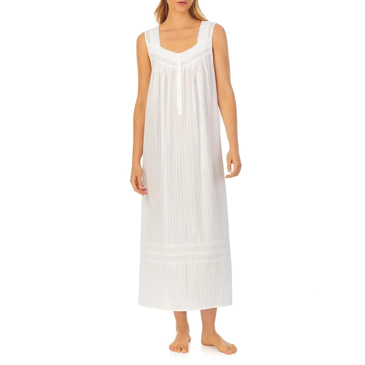 Eileen West 100% Cotton Sleeveless Nightgown 50" | Vintage-Inspired, Breathable & Elegant - main product image