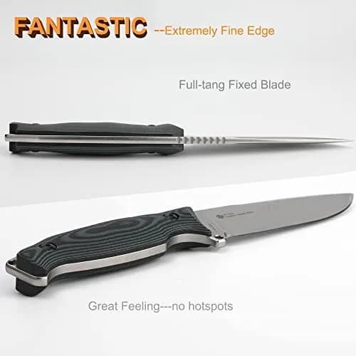 Ruike 14C28N Camping Fixed Blade Knife with Sheath, Full Tang, G10, Bushcraft | 4.3" Drop Point Blade, Corrosion-Resistant Steel thumbnail 5