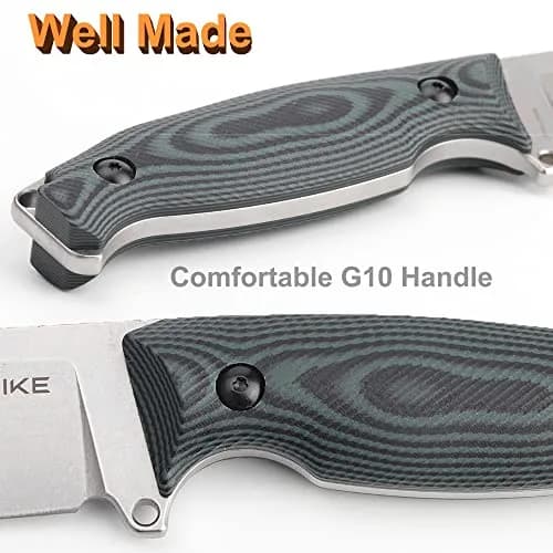 Ruike 14C28N Camping Fixed Blade Knife with Sheath, Full Tang, G10, Bushcraft | 4.3" Drop Point Blade, Corrosion-Resistant Steel thumbnail 8
