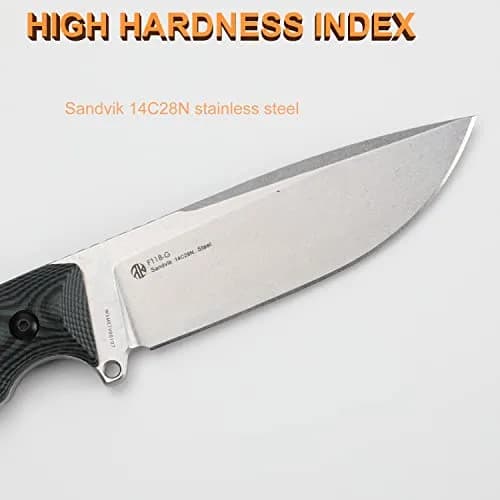 Ruike 14C28N Camping Fixed Blade Knife with Sheath, Full Tang, G10, Bushcraft | 4.3" Drop Point Blade, Corrosion-Resistant Steel thumbnail 9