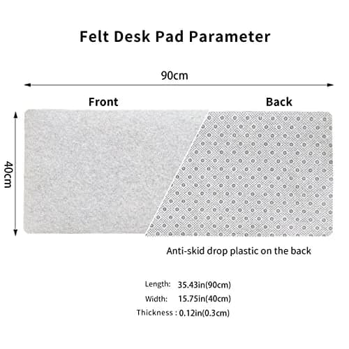 DAWNTREES Felt Desk Pad 90cm x 40cm (36" x 16") | Smooth Glide & Tabletop Protection thumbnail 2