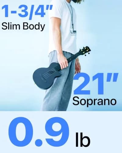 Enya NOVA U MINI 21-Inch Carbon Fiber Soprano Travel Ukulele, Black | Waterproof & Lightweight for Travel & Beginners thumbnail 5