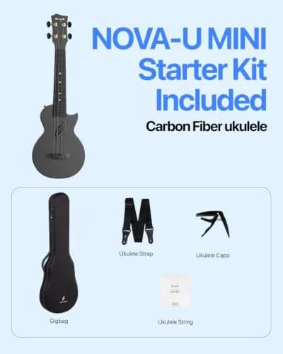 Enya NOVA U MINI 21-Inch Carbon Fiber Soprano Travel Ukulele, Black | Waterproof & Lightweight for Travel & Beginners thumbnail 6