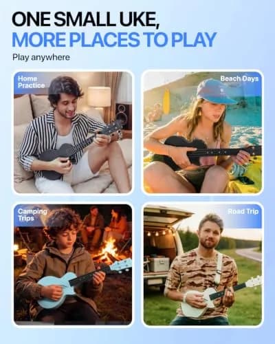 Enya NOVA U MINI 21-Inch Carbon Fiber Soprano Travel Ukulele, Black | Waterproof & Lightweight for Travel & Beginners thumbnail 8