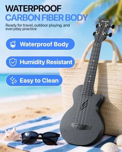 Enya NOVA U MINI 21-Inch Carbon Fiber Soprano Travel Ukulele, Black | Waterproof & Lightweight for Travel & Beginners thumbnail 3