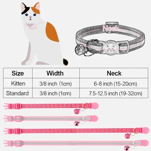 Taglory Reflective Cat Collar 6-8 in | Safety & Night Visibility (110 characters) thumbnail 6