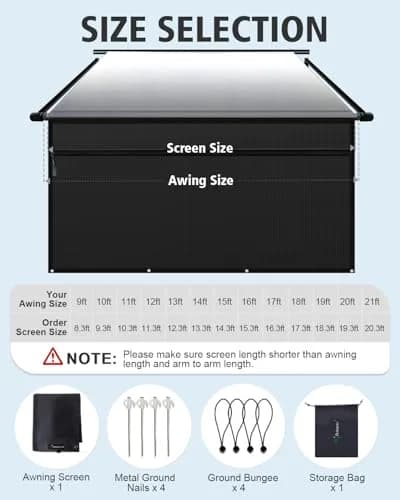 Dulepax RV Awning Shade Screen with Zipper 2.44m (8') Drop x 4.95m (16'3") Length | Universal Fit for 17ft Awnings thumbnail 7
