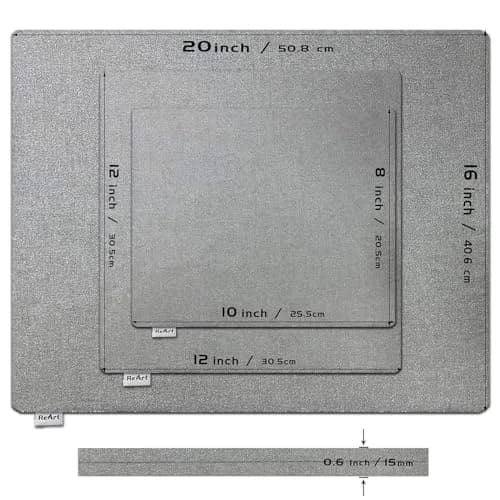 ReArt Heat Press Mat Set 10" x 8" / 12" x 12" / 16" x 20" with Teflon Sheets | Insulation Transfer Heating Mats thumbnail 2