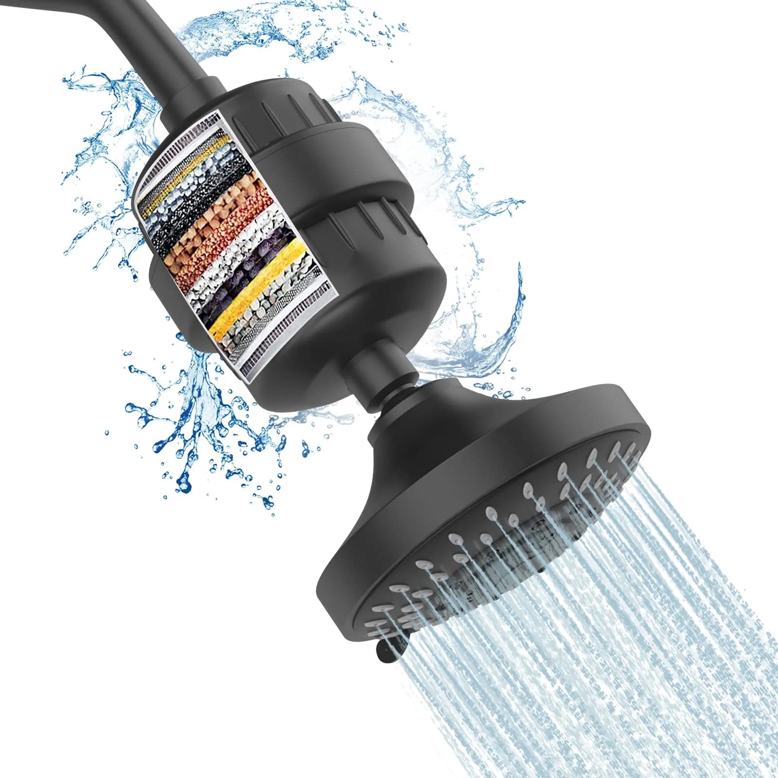FEELSO Shower Head with Shower Filter | 15-Stage Water Purification, 5 Spray Modes, High Pressure, Easy Install