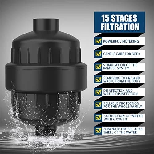 FEELSO Shower Head with Shower Filter | 15-Stage Water Purification, 5 Spray Modes, High Pressure, Easy Install thumbnail 2