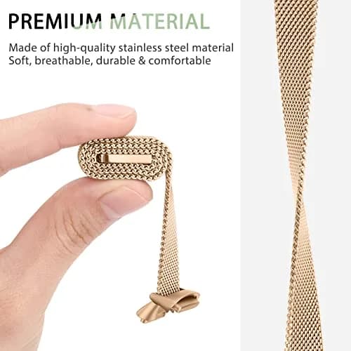 Vanjua Metal Watch Band Compatible with Fitbit Luxe, Rose Gold | Adjustable Stainless Steel Mesh Loop (150-220mm) thumbnail 4