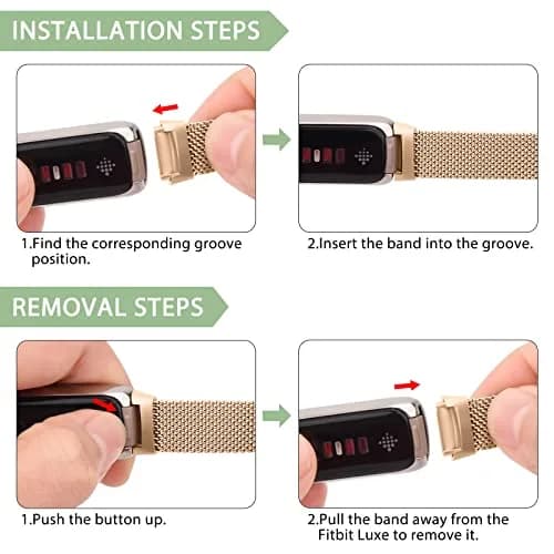 Vanjua Metal Watch Band Compatible with Fitbit Luxe, Rose Gold | Adjustable Stainless Steel Mesh Loop (150-220mm) thumbnail 5