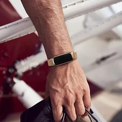 Vanjua Metal Watch Band Compatible with Fitbit Luxe, Rose Gold | Adjustable Stainless Steel Mesh Loop (150-220mm) thumbnail 7