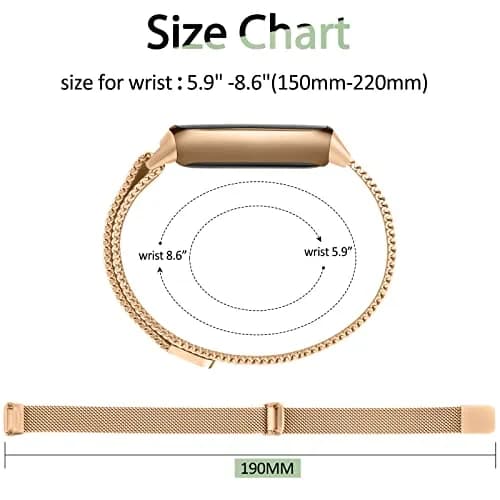 Vanjua Metal Watch Band Compatible with Fitbit Luxe, Rose Gold | Adjustable Stainless Steel Mesh Loop (150-220mm) thumbnail 3