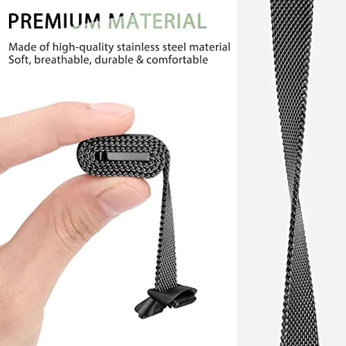 Vanjua Metal Watch Band Compatible with Fitbit Luxe, Stainless Steel Mesh Loop, Adjustable Wrist Strap for Fitbit Luxe Fitness Tracker Women Men (Black) thumbnail 4