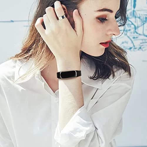 Vanjua Metal Watch Band Compatible with Fitbit Luxe, Stainless Steel Mesh Loop, Adjustable Wrist Strap for Fitbit Luxe Fitness Tracker Women Men (Black) thumbnail 6