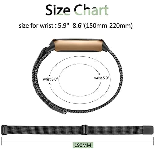 Vanjua Metal Watch Band Compatible with Fitbit Luxe, Stainless Steel Mesh Loop, Adjustable Wrist Strap for Fitbit Luxe Fitness Tracker Women Men (Black) thumbnail 3