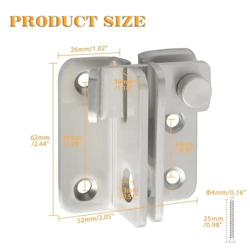 Alise Flip Latch Gate Latch, Heavy Duty Stainless Steel Door Lock for Barn Wood Fence Sliding Doors, Brushed Nickel (2.45 in Length) thumbnail 2
