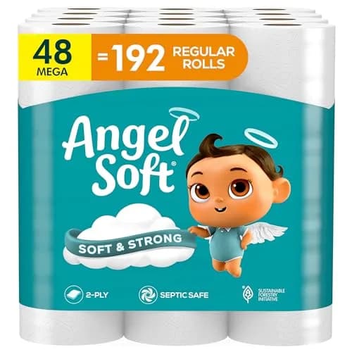 Angel Soft Toilet Paper, 48 Mega Rolls (15360 Sheets Total) | Soft and Strong 2-Ply Toilet Tissue thumbnail 1
