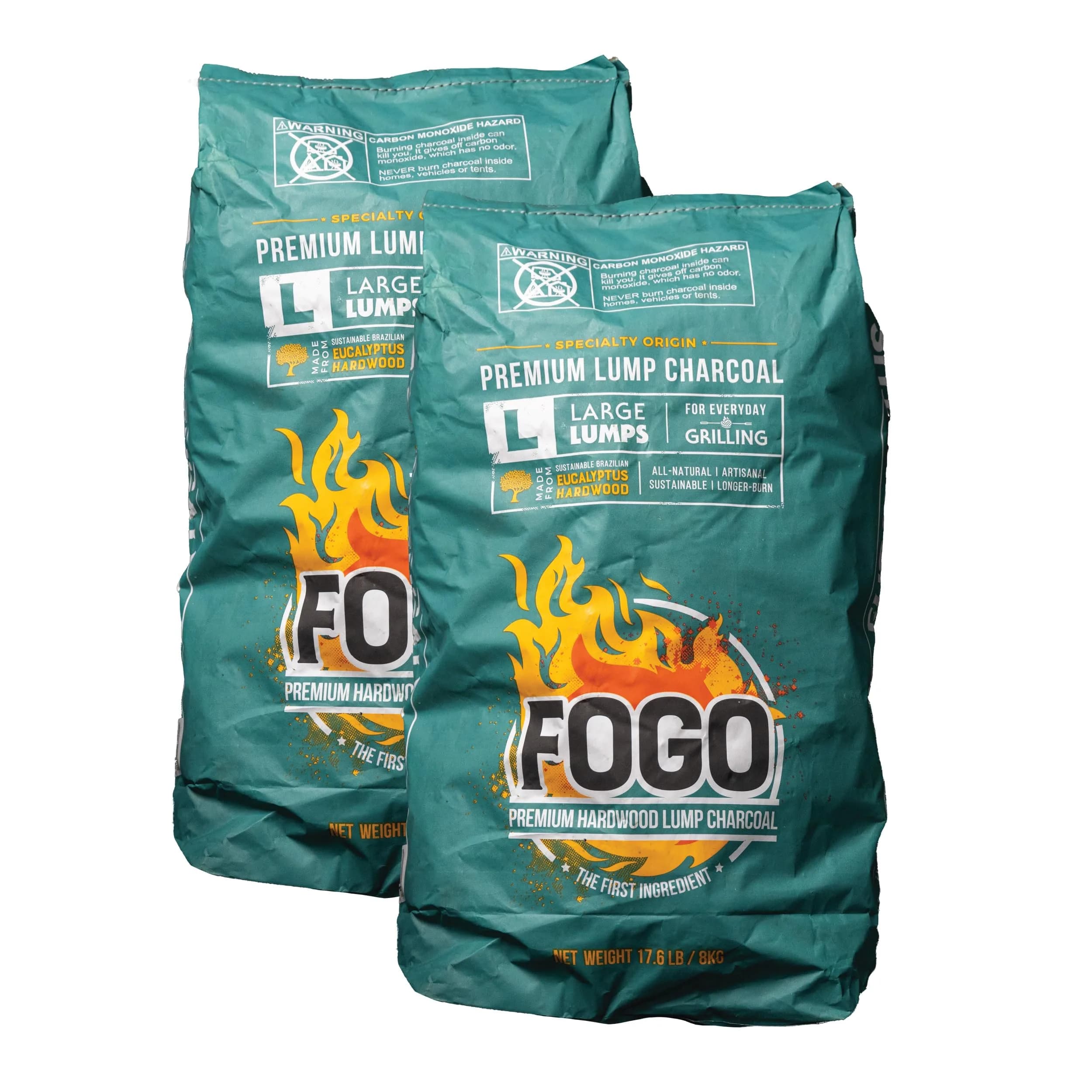 FOGO Brazilian Blend Hardwood Lump Charcoal 17.6lb Bag | Restaurant Quality, Natural, Large Sized Lump for Grilling & Smoking