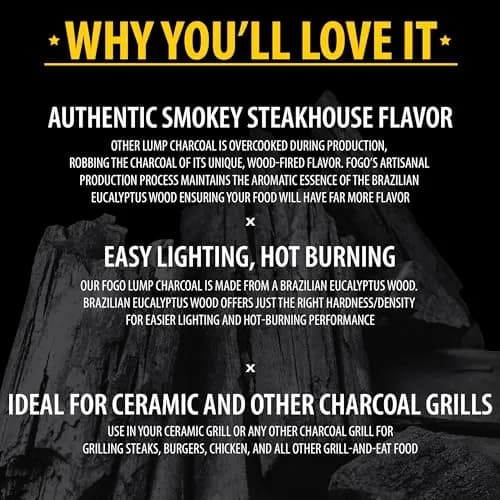 FOGO Brazilian Blend Hardwood Lump Charcoal 17.6lb Bag | Restaurant Quality, Natural, Large Sized Lump for Grilling & Smoking thumbnail 5
