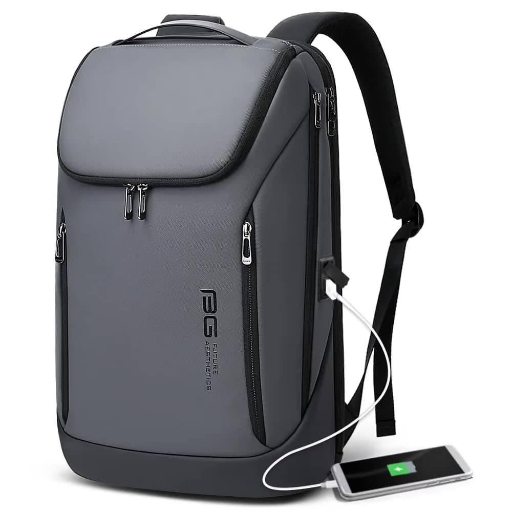 BANGE Business Smart Backpack Waterproof Fit 15.6 Inch Laptop Backpack with USB Charging Port, Travel Durable Backpack (36cm x 18cm x 45cm / 14.2" x 7.1" x 17.7") — Grey