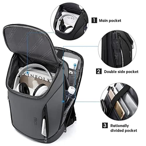 BANGE Business Smart Backpack Waterproof Fit 15.6 Inch Laptop Backpack with USB Charging Port, Travel Durable Backpack (Grey) | 39.4 cm (15.6 in) Laptop Compartment thumbnail 4