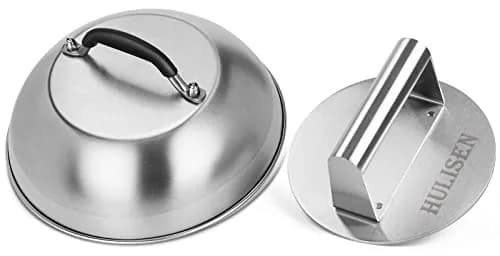 HULISEN 9" Cheese Melting Dome & 6.2" Smashed Burger Press Kit | Stainless Steel thumbnail 1