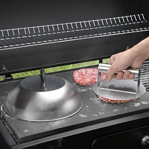 HULISEN 9" Cheese Melting Dome & 6.2" Smashed Burger Press Kit | Stainless Steel thumbnail 5