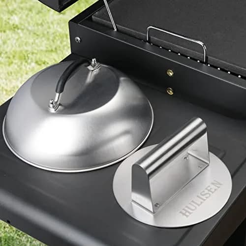 HULISEN 9" Cheese Melting Dome & 6.2" Smashed Burger Press Kit | Stainless Steel thumbnail 7