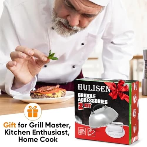 HULISEN 9" Cheese Melting Dome & 6.2" Smashed Burger Press Kit | Stainless Steel thumbnail 8