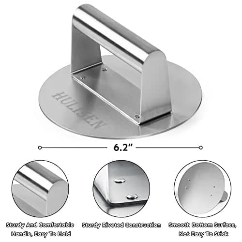 HULISEN 9" Cheese Melting Dome & 6.2" Smashed Burger Press Kit | Stainless Steel thumbnail 3