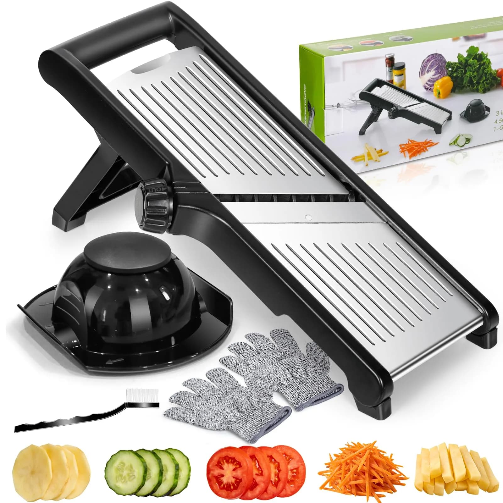 MASTERTOP Adjustable Mandoline Slicer Stainless Steel Vegetable Slicer 30.5cm (11.8") | Versatile Kitchen Tool for Slicing and Julienne - main product image