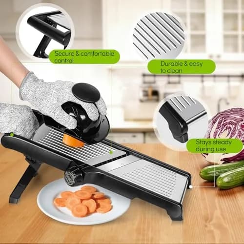 MASTERTOP Adjustable Mandoline Slicer Stainless Steel Vegetable Slicer 30.5cm (11.8") | Versatile Kitchen Tool for Slicing and Julienne thumbnail 5