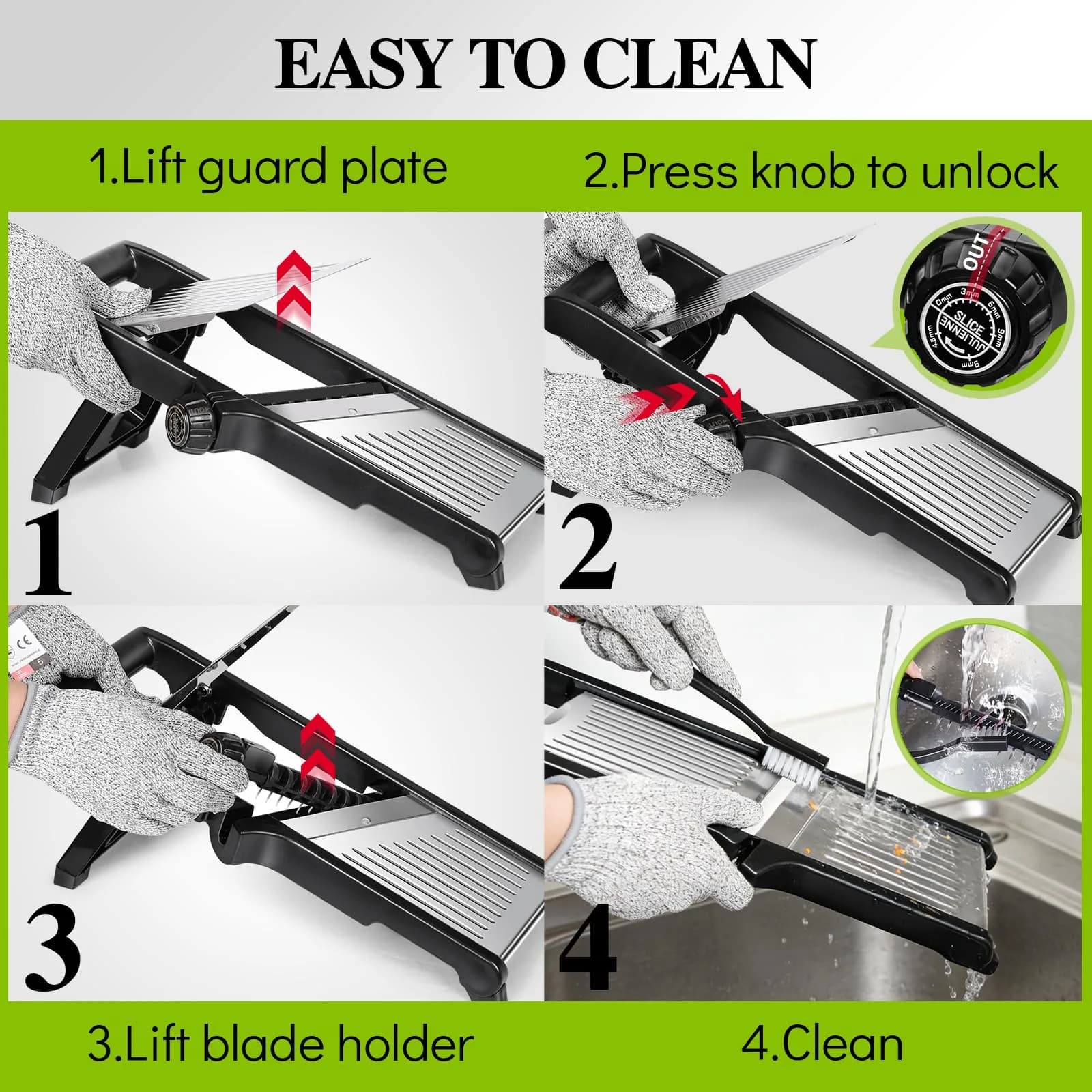 MASTERTOP Adjustable Mandoline Slicer Stainless Steel Vegetable Slicer 30.5cm (11.8") | Versatile Kitchen Tool for Slicing and Julienne - view 8