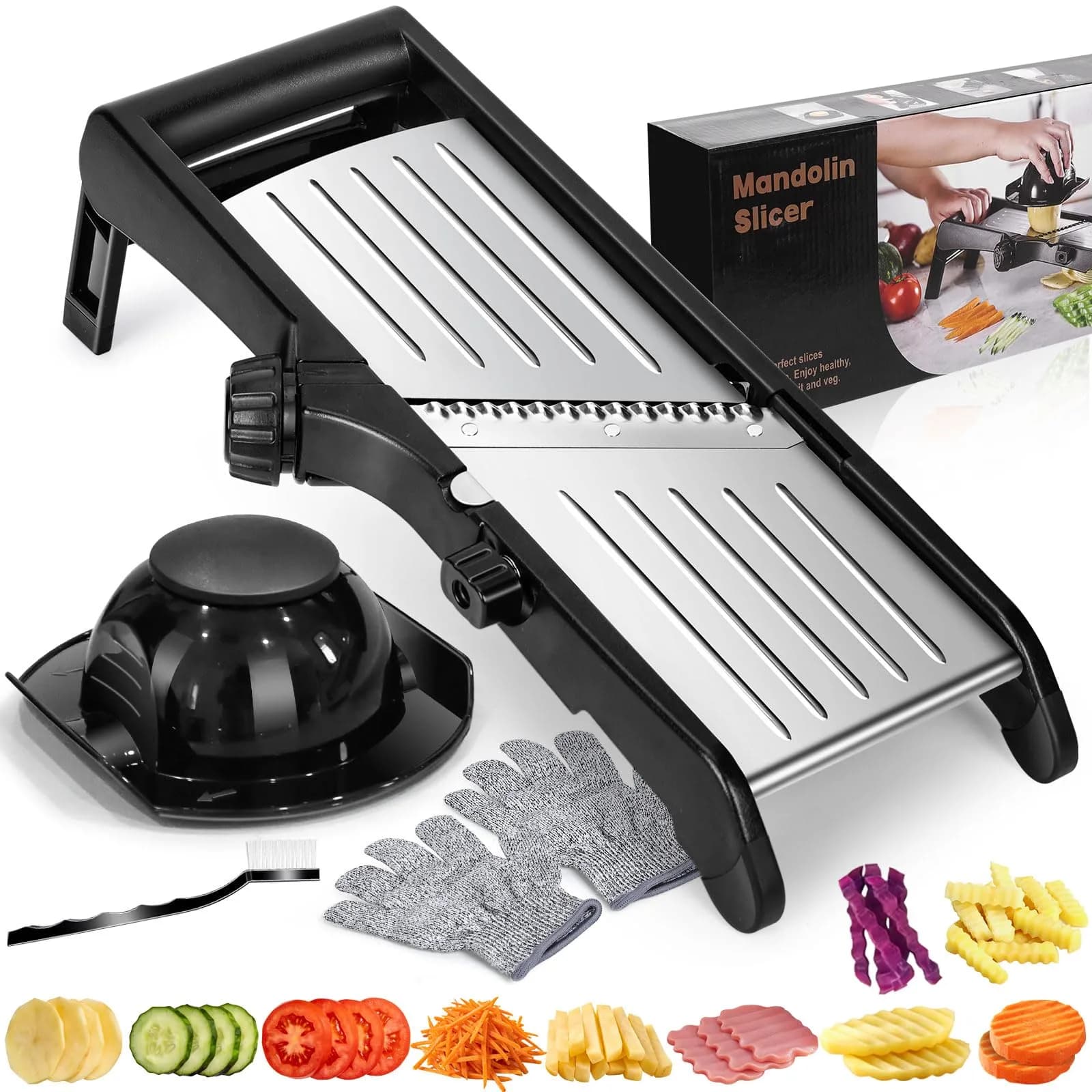 MASTERTOP Adjustable Mandoline Slicer | Stainless Steel Food Slicer for Kitchen - main product image
