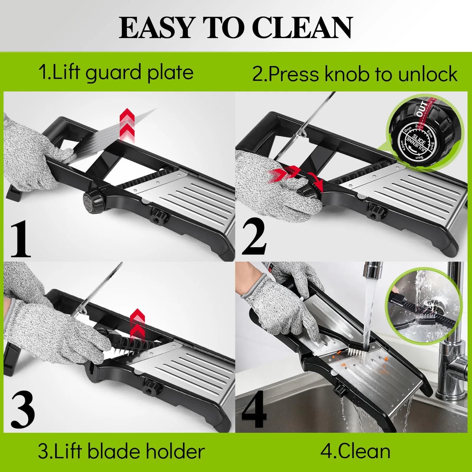 MASTERTOP Adjustable Mandoline Slicer | Stainless Steel Food Slicer for Kitchen - view 6