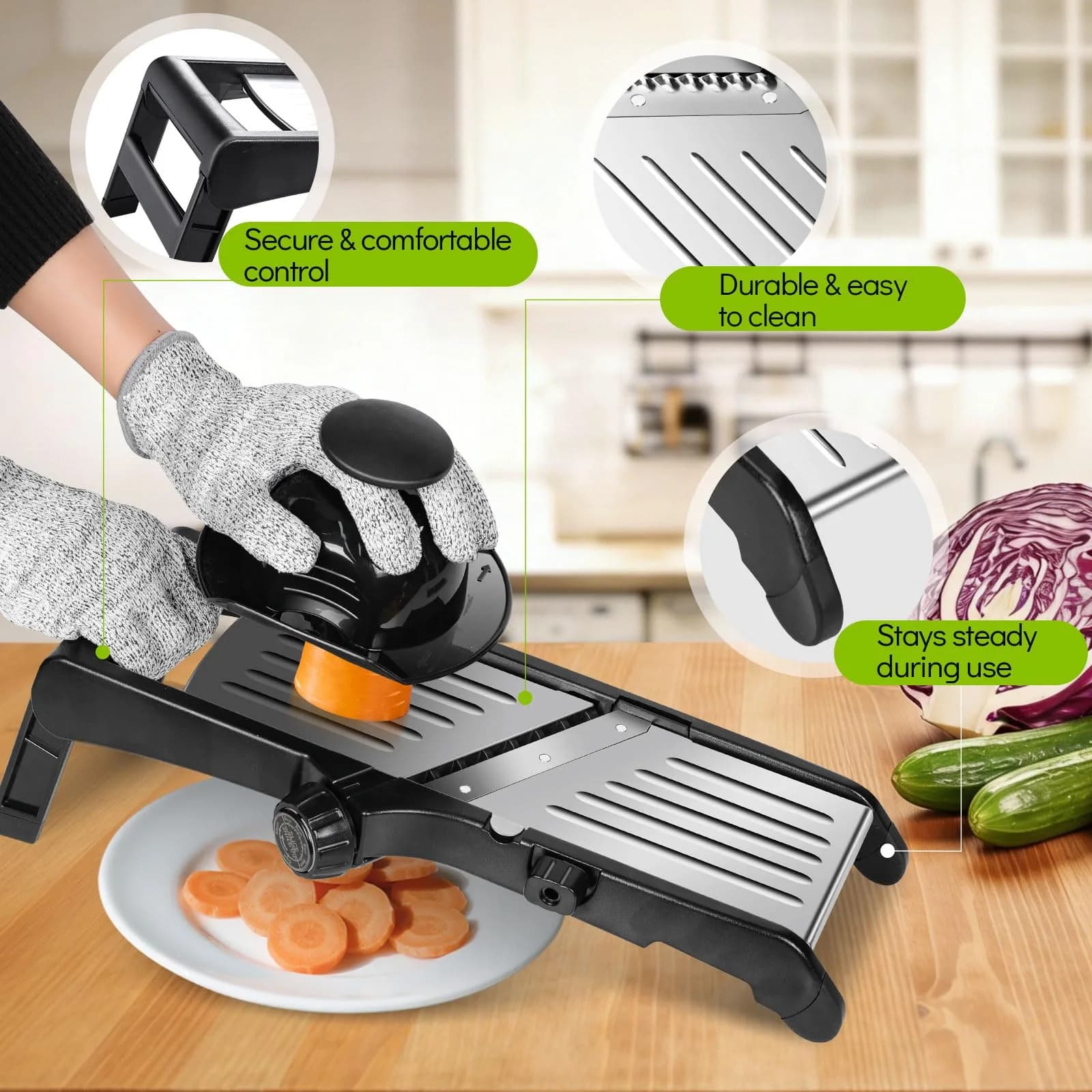 MASTERTOP Adjustable Mandoline Slicer | Stainless Steel Food Slicer for Kitchen - view 8