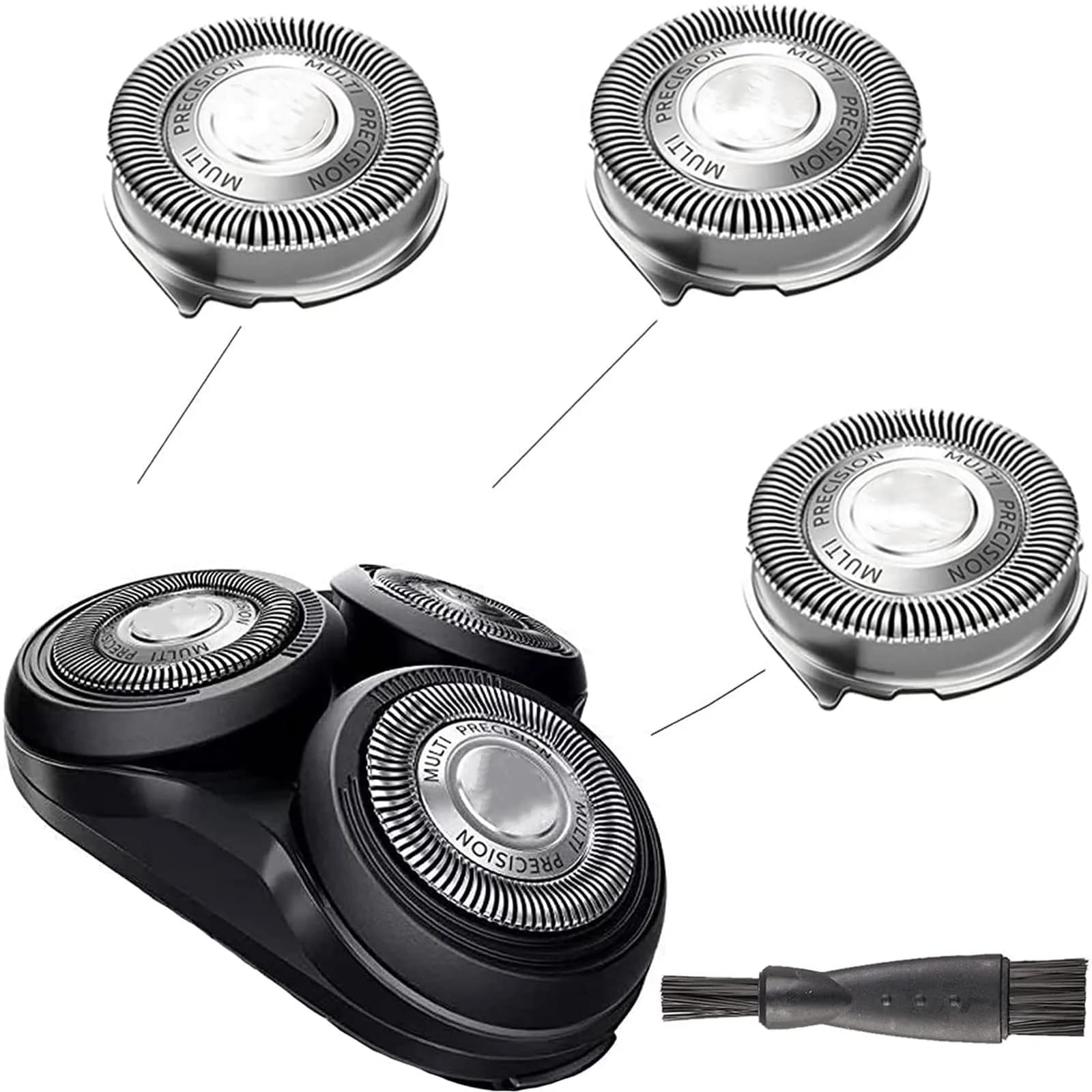 Suleto SH50/52 Replacement Heads for Philips Series 5000 Shavers, 3 Count | Precision Cutting System — Black
