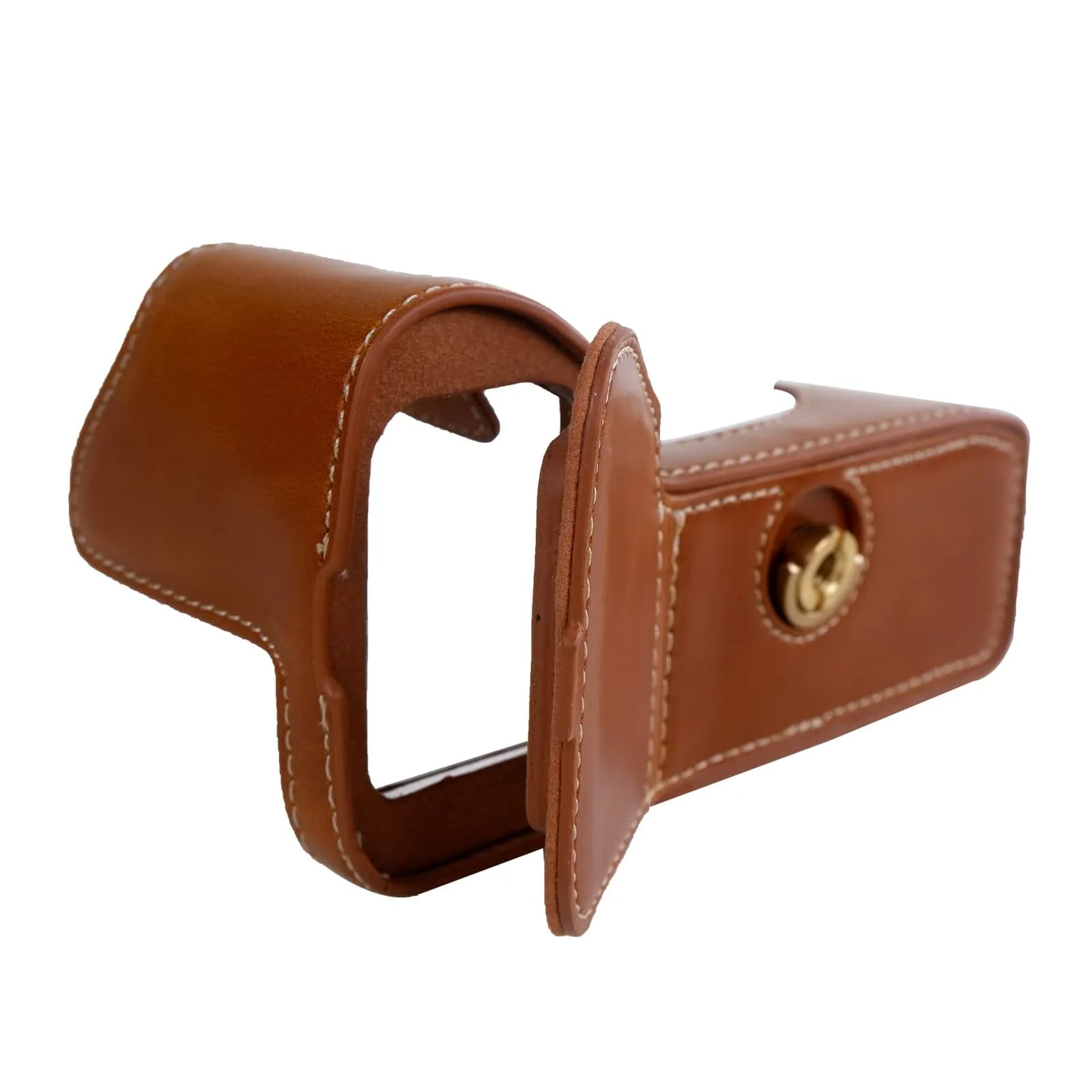 Rieibi PU Leather Half Camera Case for Sony Alpha 7 IV A7S III A1 Cameras, Vintage Brown | Protective Case with Tripod Mount - view 4