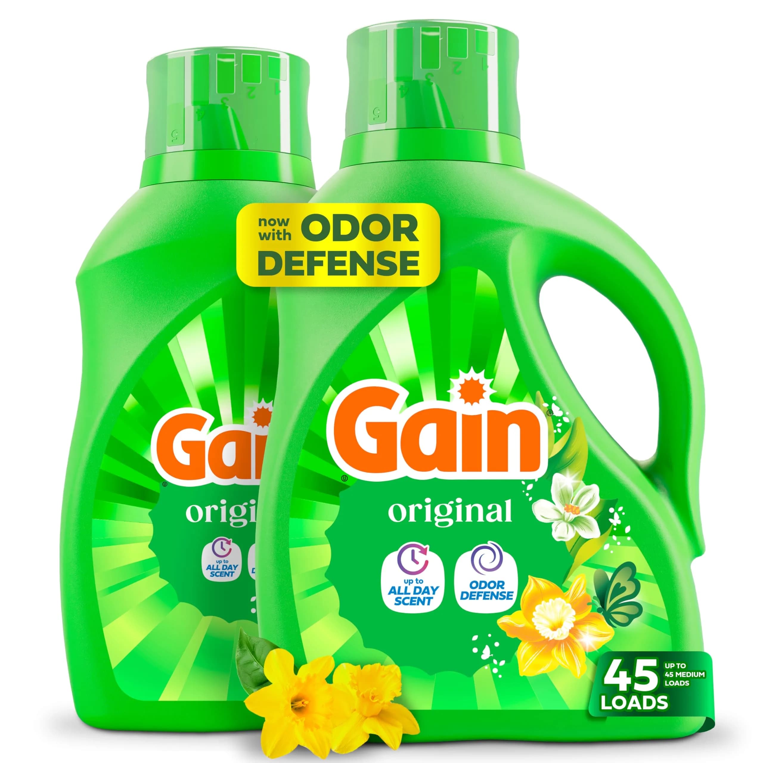 Gain Liquid Laundry Detergent Odor Defense Original Scent 1775ml (60 fl oz) | Concentrated Formula Value Pack - main product image